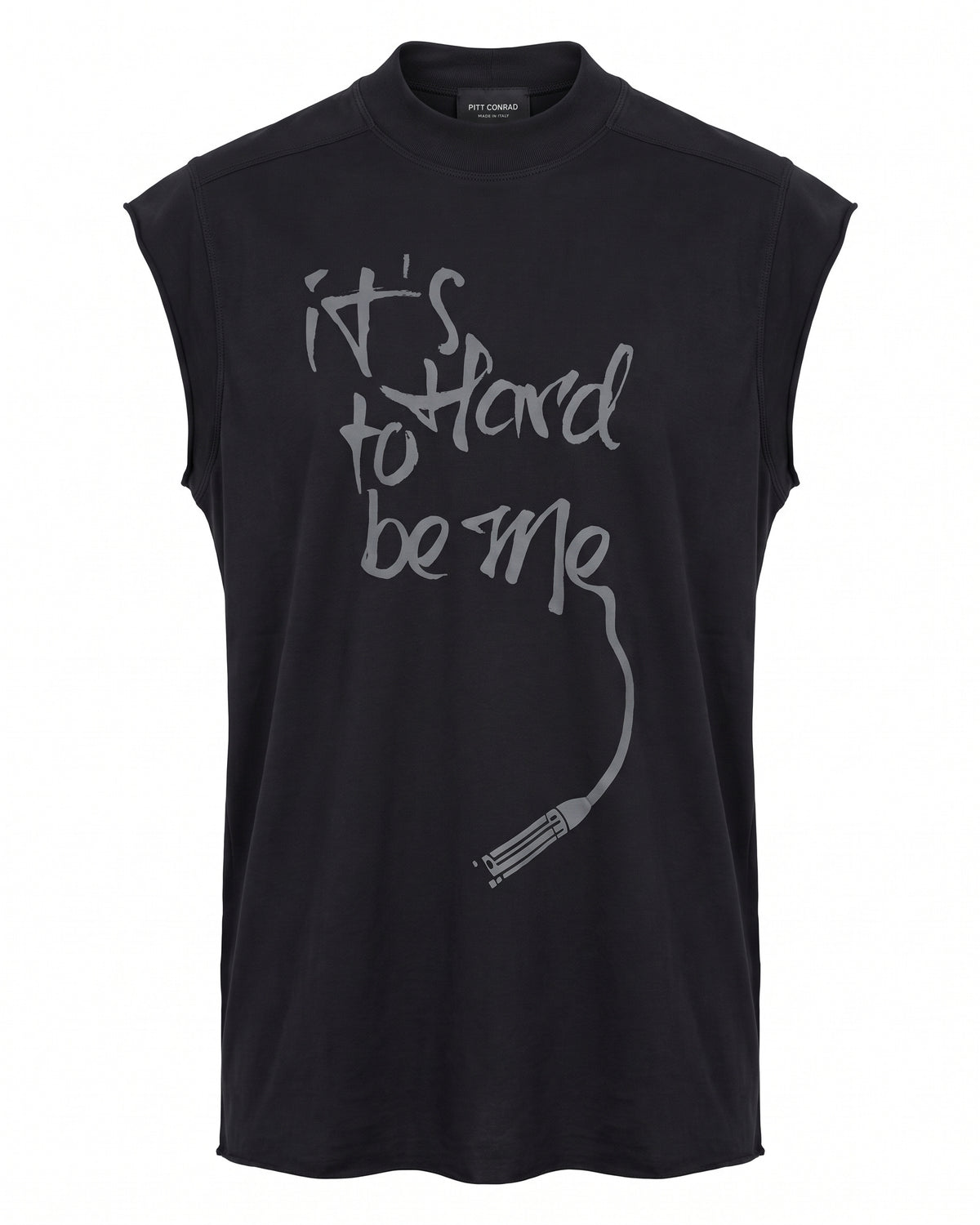 T-shirt smanicata lunga nera It's Hard to Be Me – vista frontale