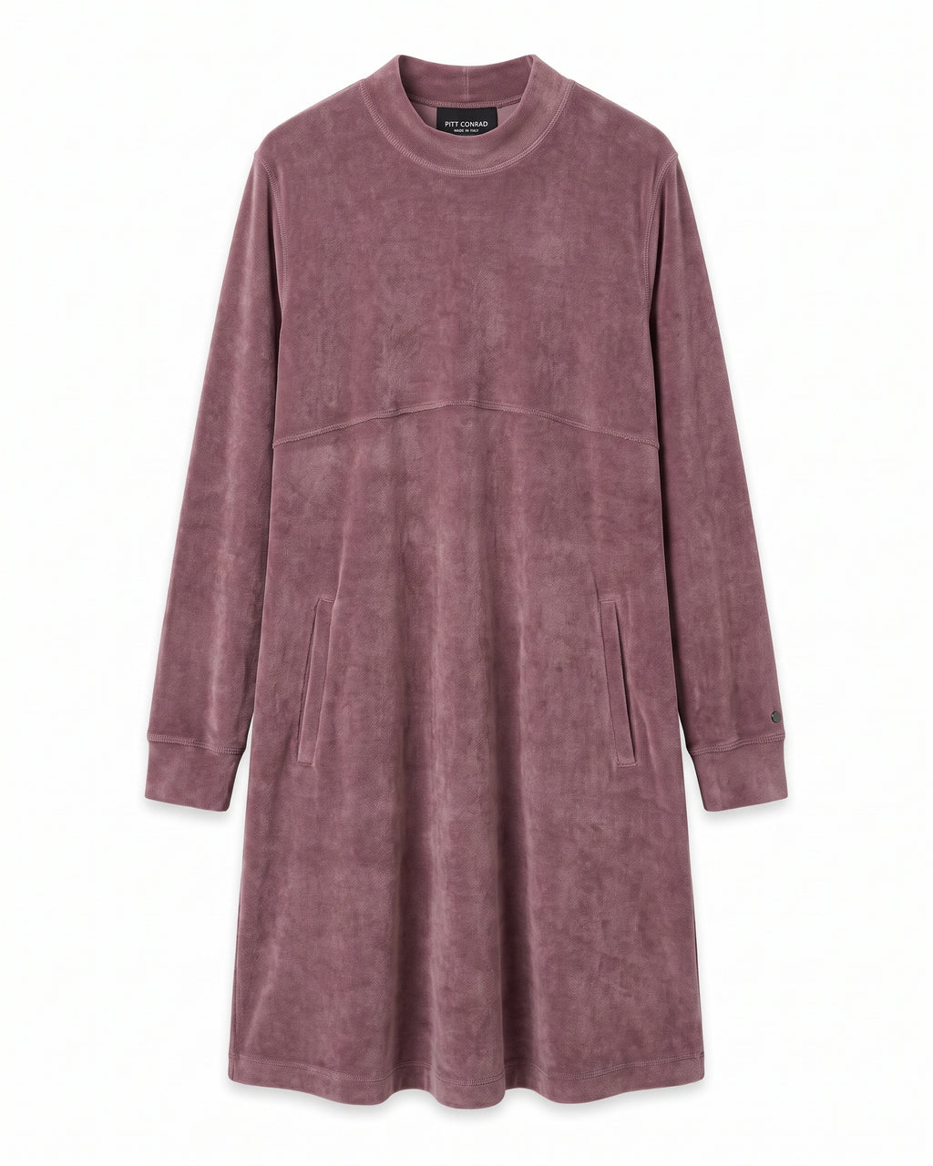 Vestito velour malva collo alto – vista frontale