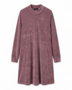 Vestito velour malva collo alto – vista frontale