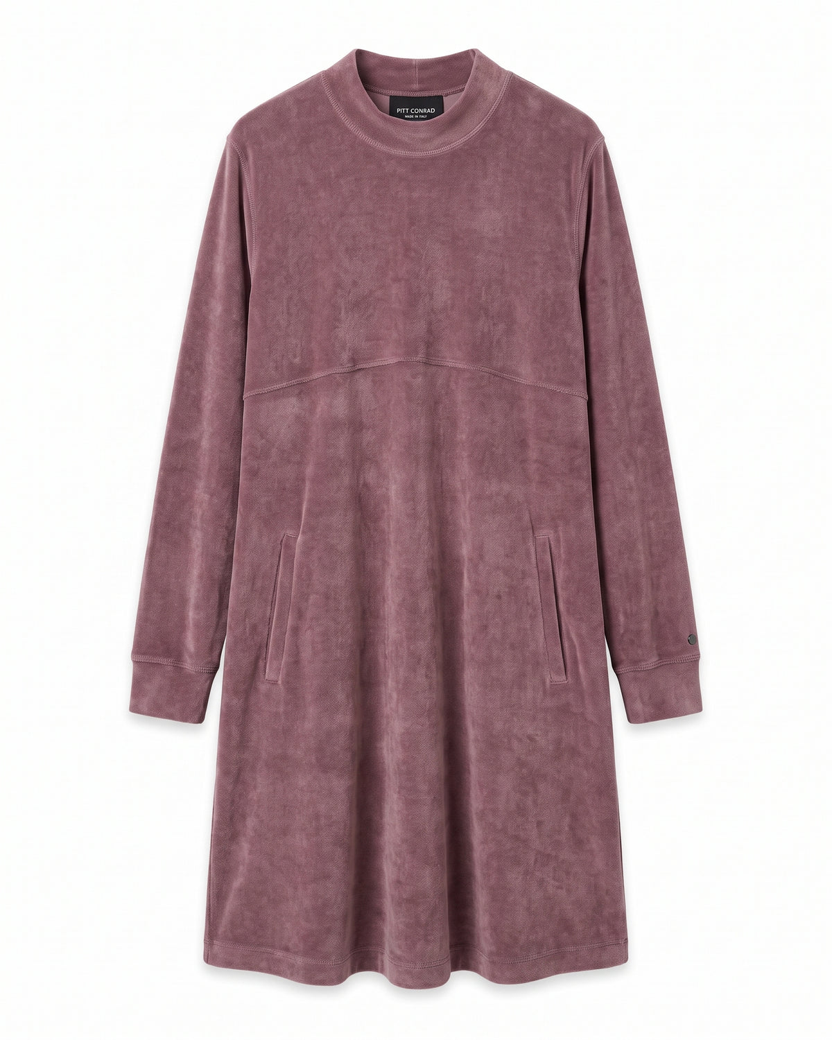 Vestito velour malva collo alto – vista frontale
